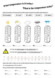 English Worksheet: Weather and Temperature Worksheet