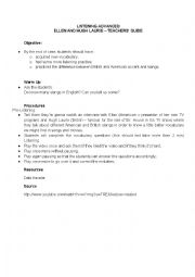 English Worksheet: LISTENING ADVANCED - ELLEN AND HUGH LAURIE