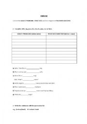 English Worksheet: SUBJECT PRONOUNS and POSSESSIVE ADJECTIVES