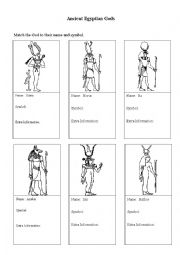 English Worksheet: Activity Egyptian Gods