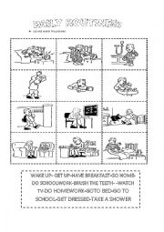 English Worksheet:  daily routines