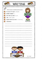 English Worksheet: writing-sport