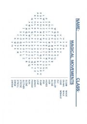 English Worksheet: Wordsearch Puzzle - Magical Movements
