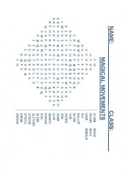 Wordsearch Puzzle - Magical Movements