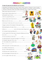 English Worksheet: personality adjectives