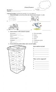 English Worksheet: natural disasters