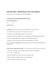 English Worksheet: TED Talks - Does Money Buy Happiness