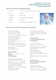 English Worksheet: Song Activity - Let it go - Frozen