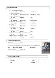 English Worksheet: Review about clothes, abilities and present simple.
