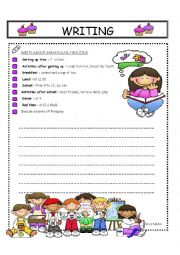 English Worksheet: writing-daily routine 1