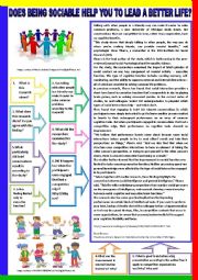 English Worksheet: Does being sociable help you to lead a better life? Reading+Speaking