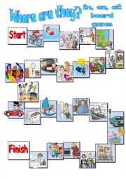 English Worksheet: IN - ON - AT BOARD GAME