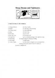 English Worksheet: Lets talk about sleeping