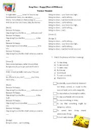 English Worksheet: Song Class - Happy