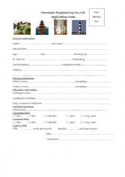 English Worksheet: Application Form