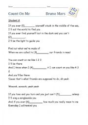 English Worksheet: You Can Count On Me by Bruno Mars fill-in-the-gaps activity