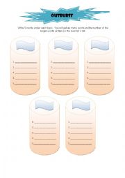 English Worksheet: Outburst game