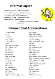 English Worksheet: Internet Mobile Chat Abbreviations