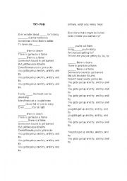 English Worksheet: wh- questions song