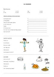 English Worksheet: In a snack bar - roleplay