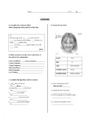 English Worksheet: Verb to be.