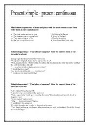 English Worksheet: Present simple or present continuous
