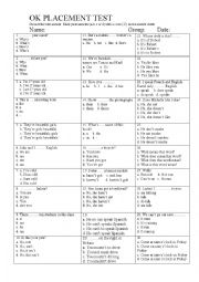 English Worksheet: OK PLACEMENT TEST