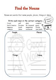 English Worksheet: Find the Nouns