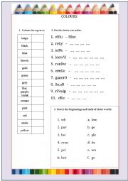 English Worksheet: Colours