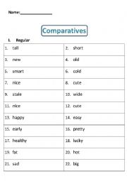 comparative worksheet 