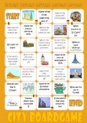 English Worksheet: CITY BOARD GAME