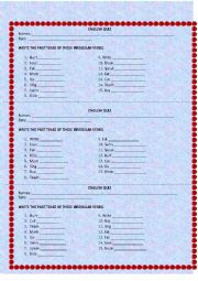 English Worksheet: Simple Past Irregular Verbs Quiz