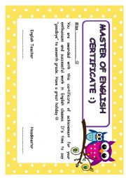 English Worksheet: master of english certificate