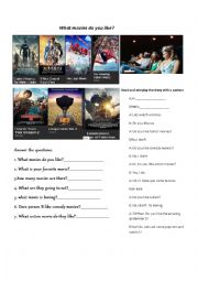 English Worksheet: What movies do you like?