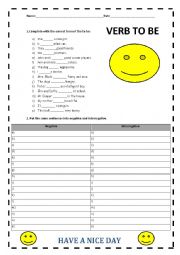 English Worksheet: TO BE