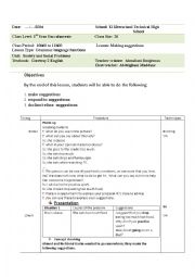 English Worksheet: Making suggestions