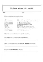 English Worksheet: FCE Phrasal verbs