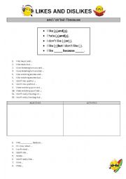 English Worksheet: Expressing likes and dislikes with conjunctions