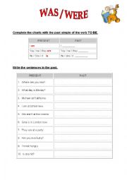 English Worksheet: Was / Were