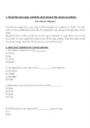 English Worksheet: Reading comprehension