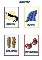 English Worksheet: Summer FLASHCARDS (1-2)