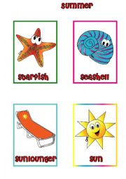 English Worksheet: Summer FLASHCARDS (2-2)