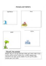 English Worksheet: Animals Habitats