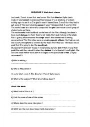 English Worksheet: READING A movie review 