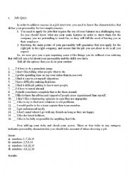 English Worksheet: Job Quiz