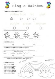 English Worksheet: Sing a Rainbow 