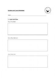 English Worksheet: Numbers And Colors Worksheet