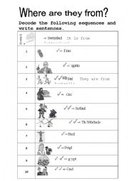 English Worksheet: Where are they from?