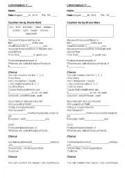 English Worksheet: Count on me by Bruno Marz