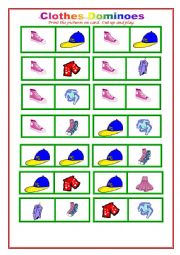 English Worksheet: Clothes Dominoes